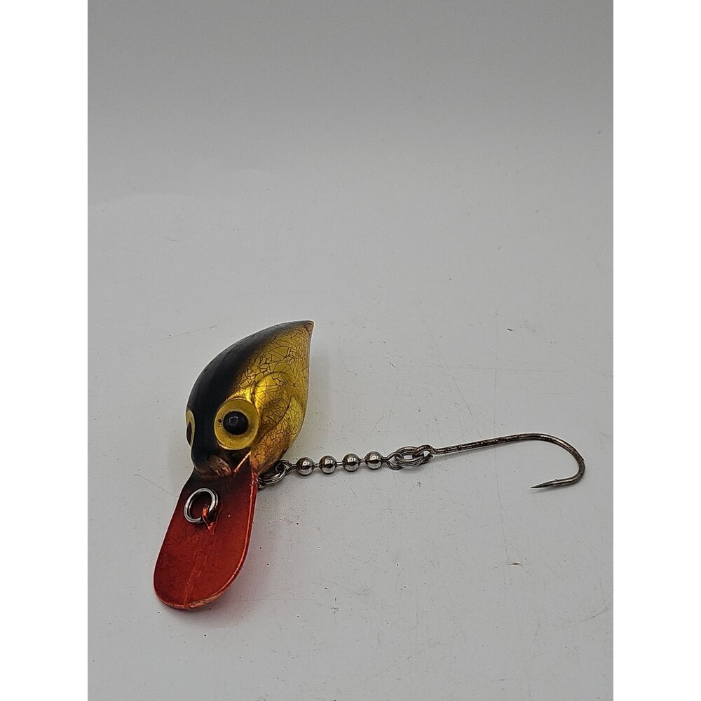 Vintage Pre Rapala Storm Magnum Wiggle Wart Gold Red Bill With Bead Chain + Hook